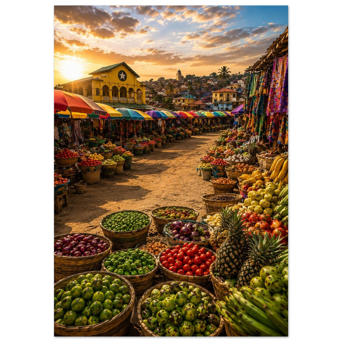 Market Colours — Ghana print — sizes and frame options