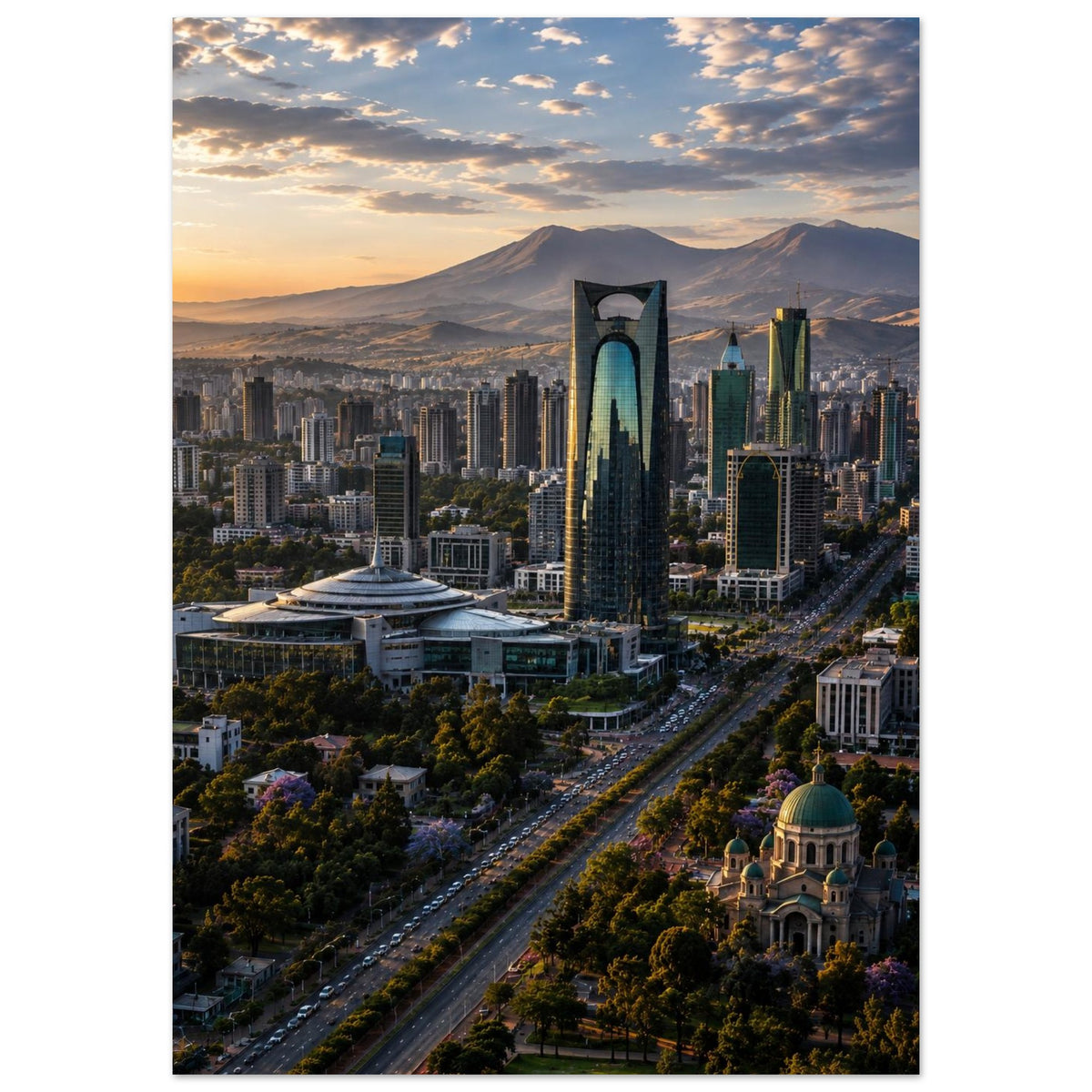 Cityscape — Addis Ababa, Ethiopia print — sizes and frame options