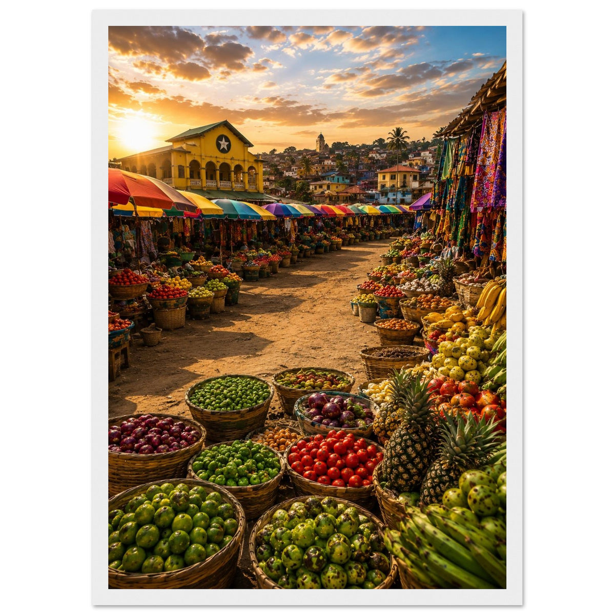 Market Colours — Ghana print — sizes and frame options