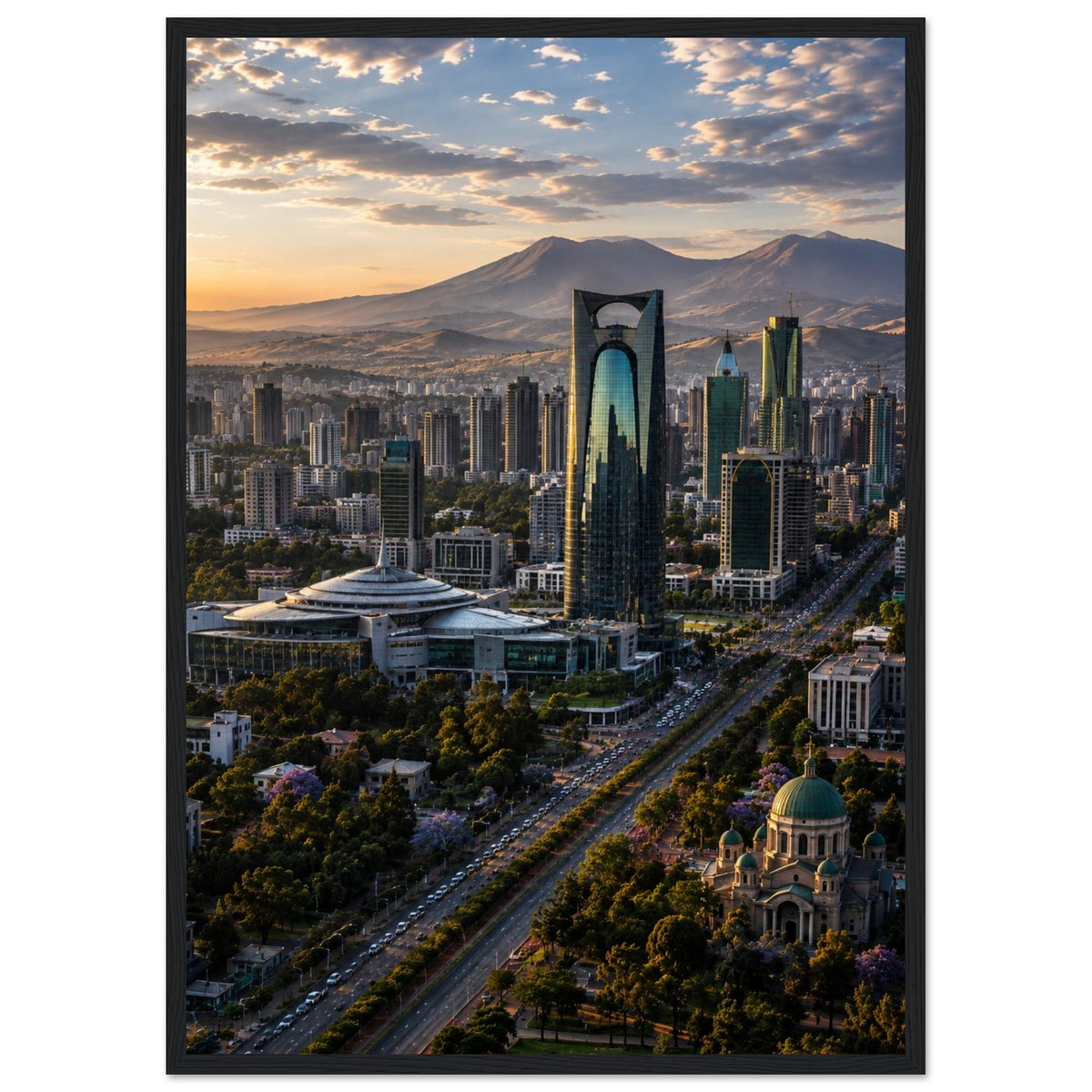 Cityscape — Addis Ababa, Ethiopia print — sizes and frame options