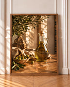 Olive oil and olives wall art print, Morocco