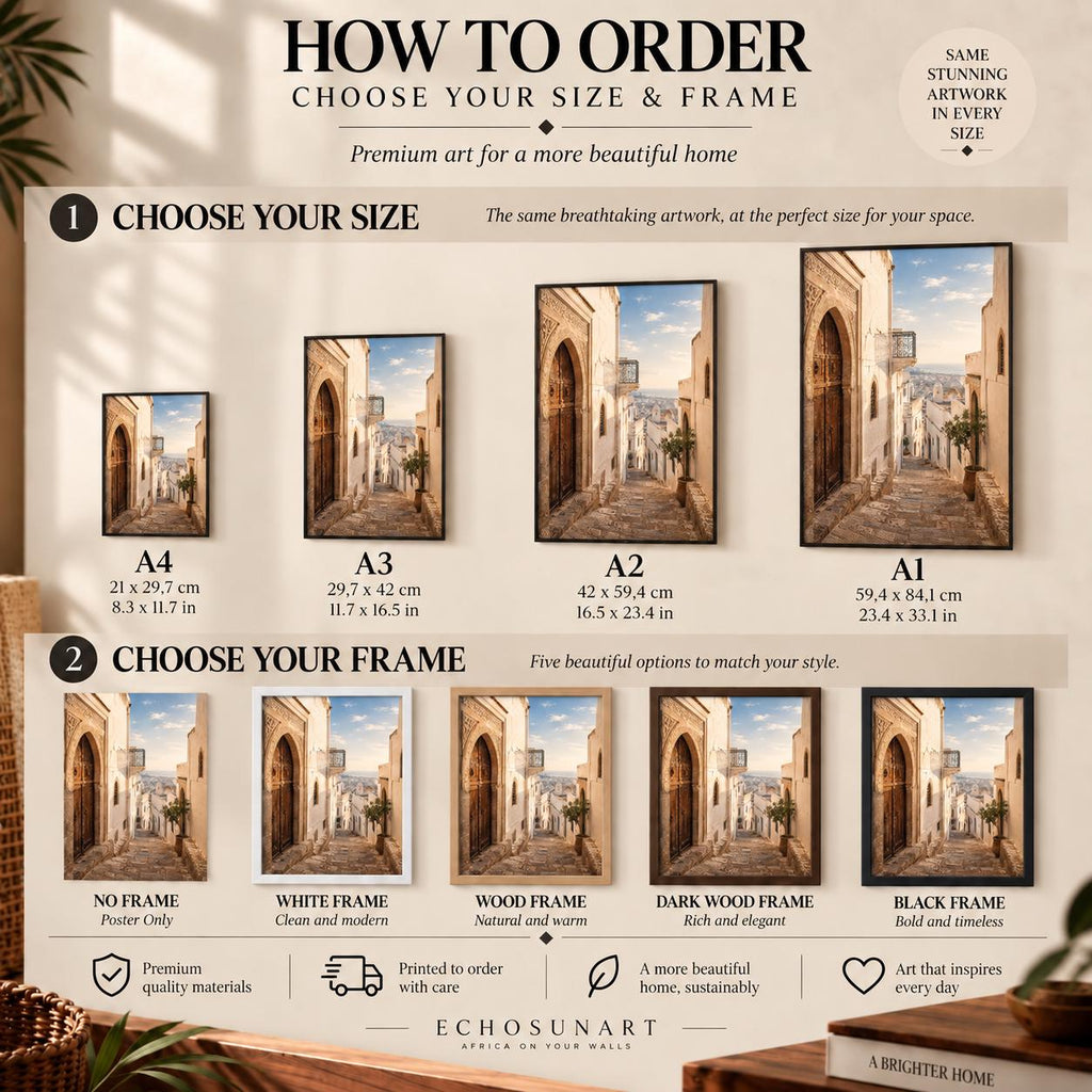 How to order: sizes and frames