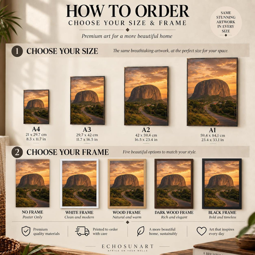 How to order: sizes and frames
