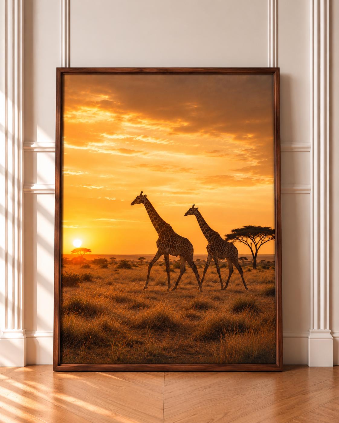 Giraffes wall art print