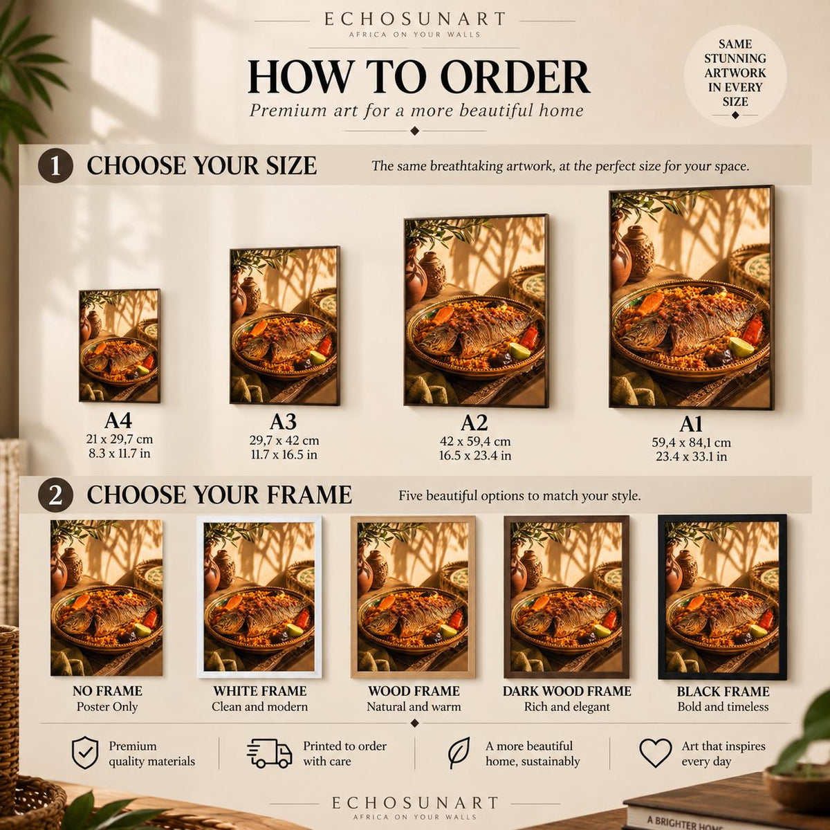 How to order: sizes and frames