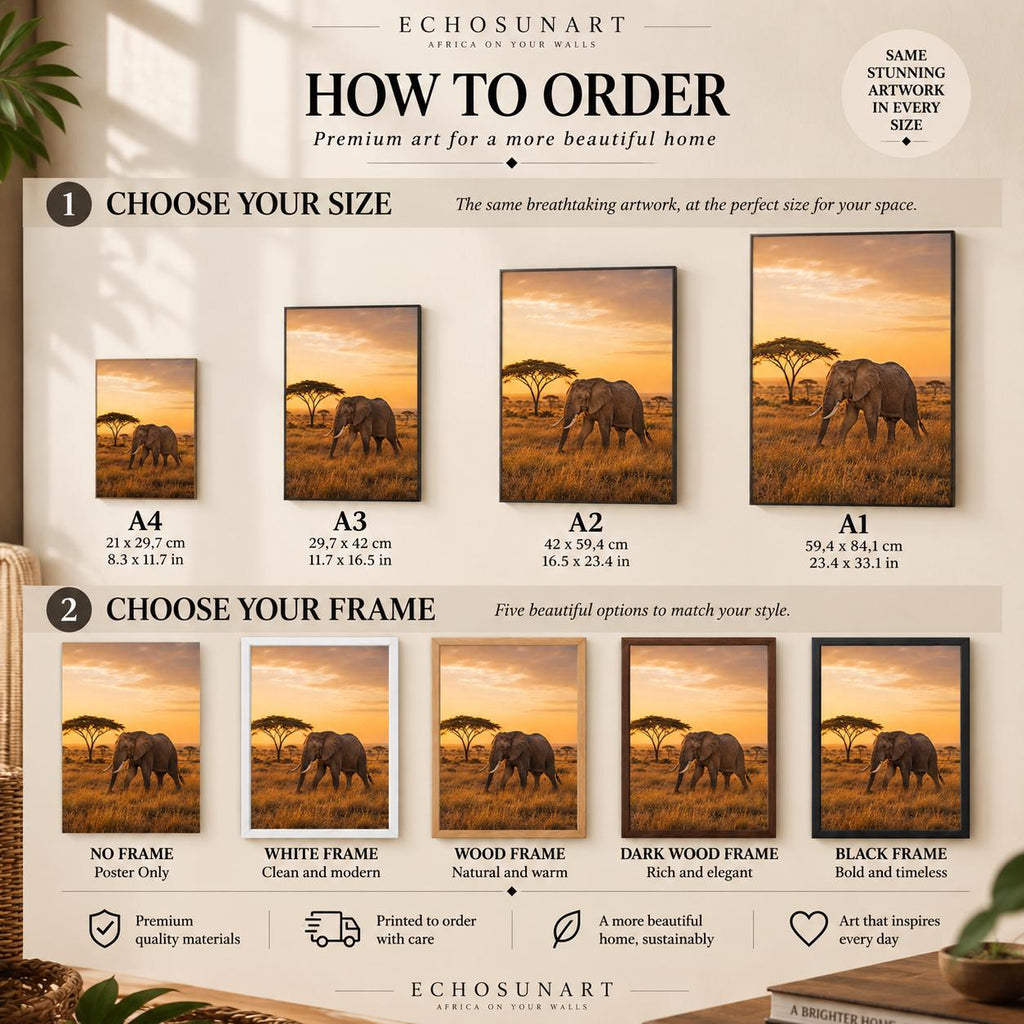 How to order: sizes and frames