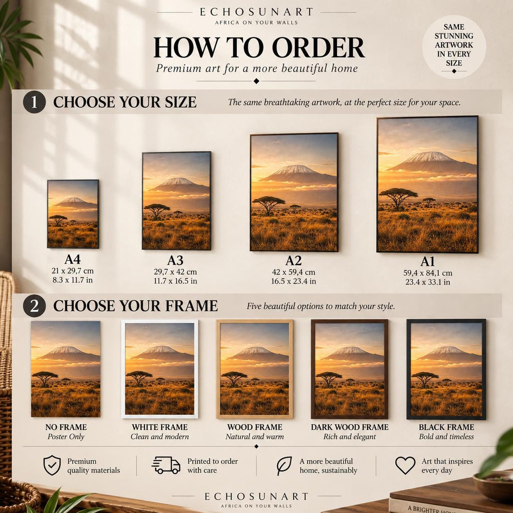How to order: sizes and frames