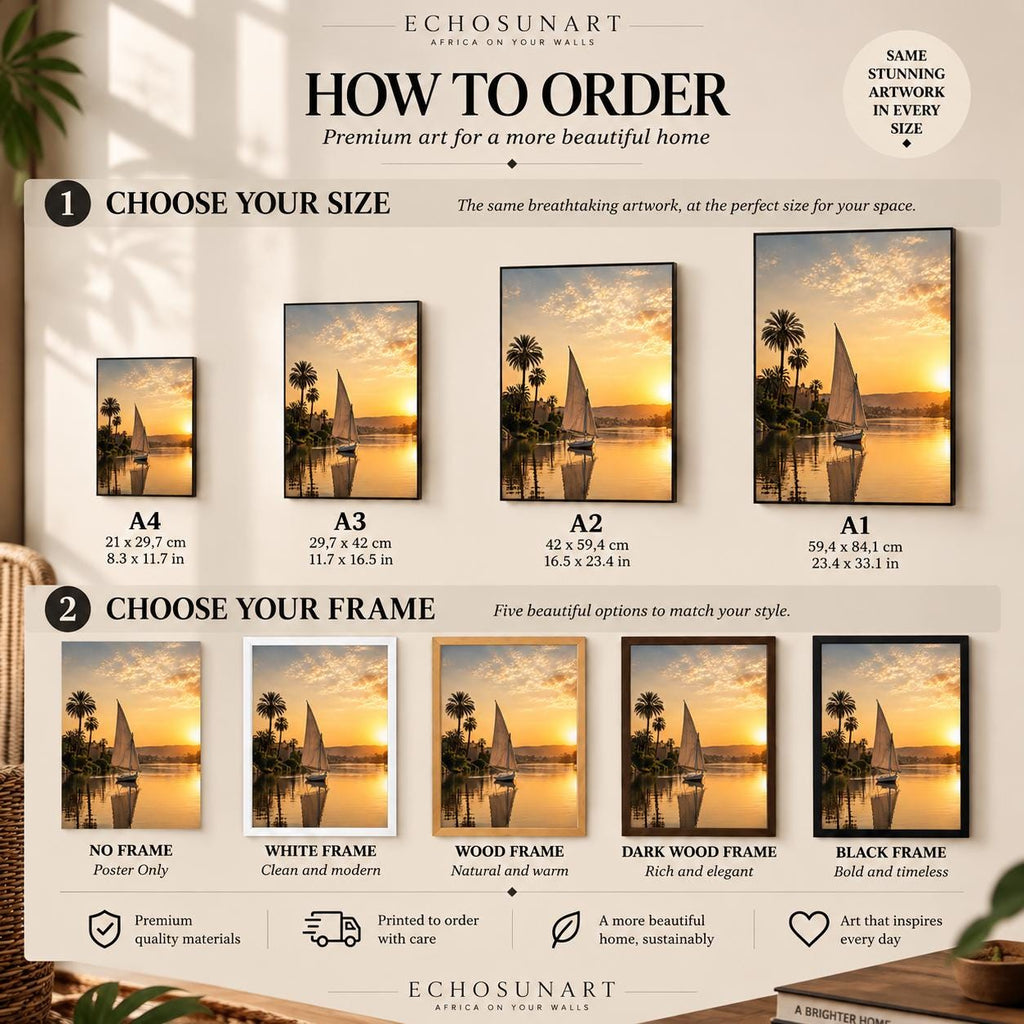 How to order: sizes and frames